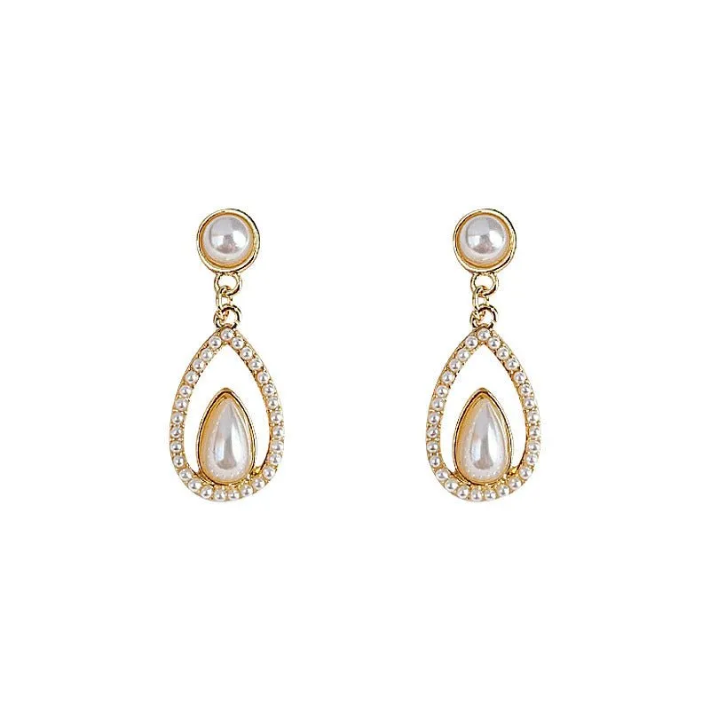 Palace style drop-shaped pearl earrings(MAC200)