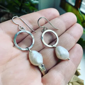 Pearl and Sterling Silver Earrings