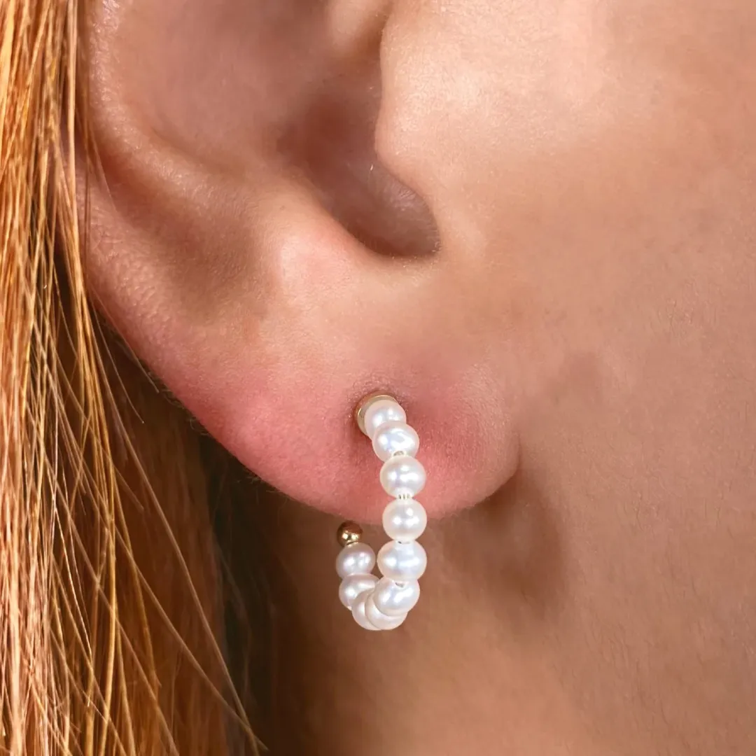 Pearl Huggie Hoop Earrings