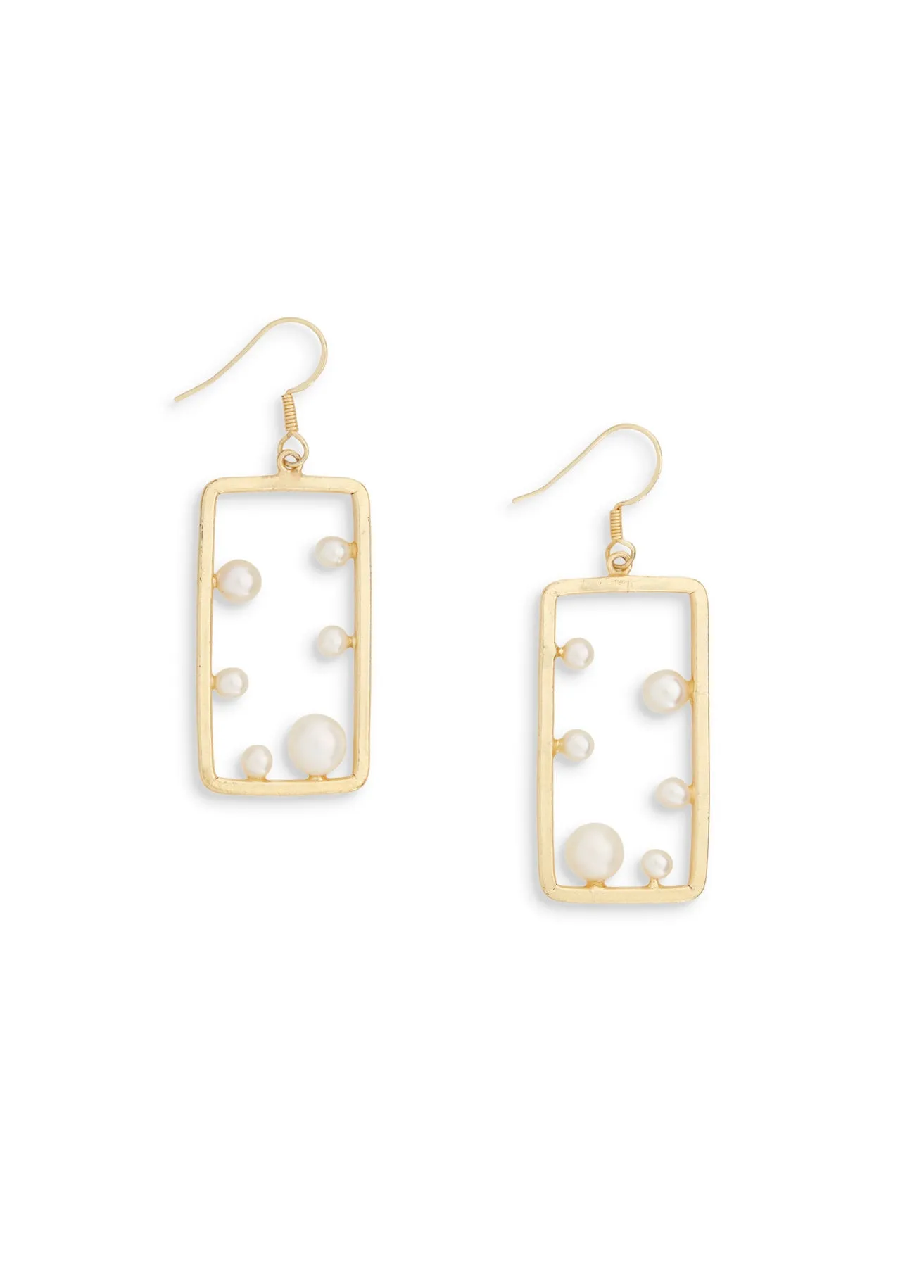 Pearl Rectangle Earrings