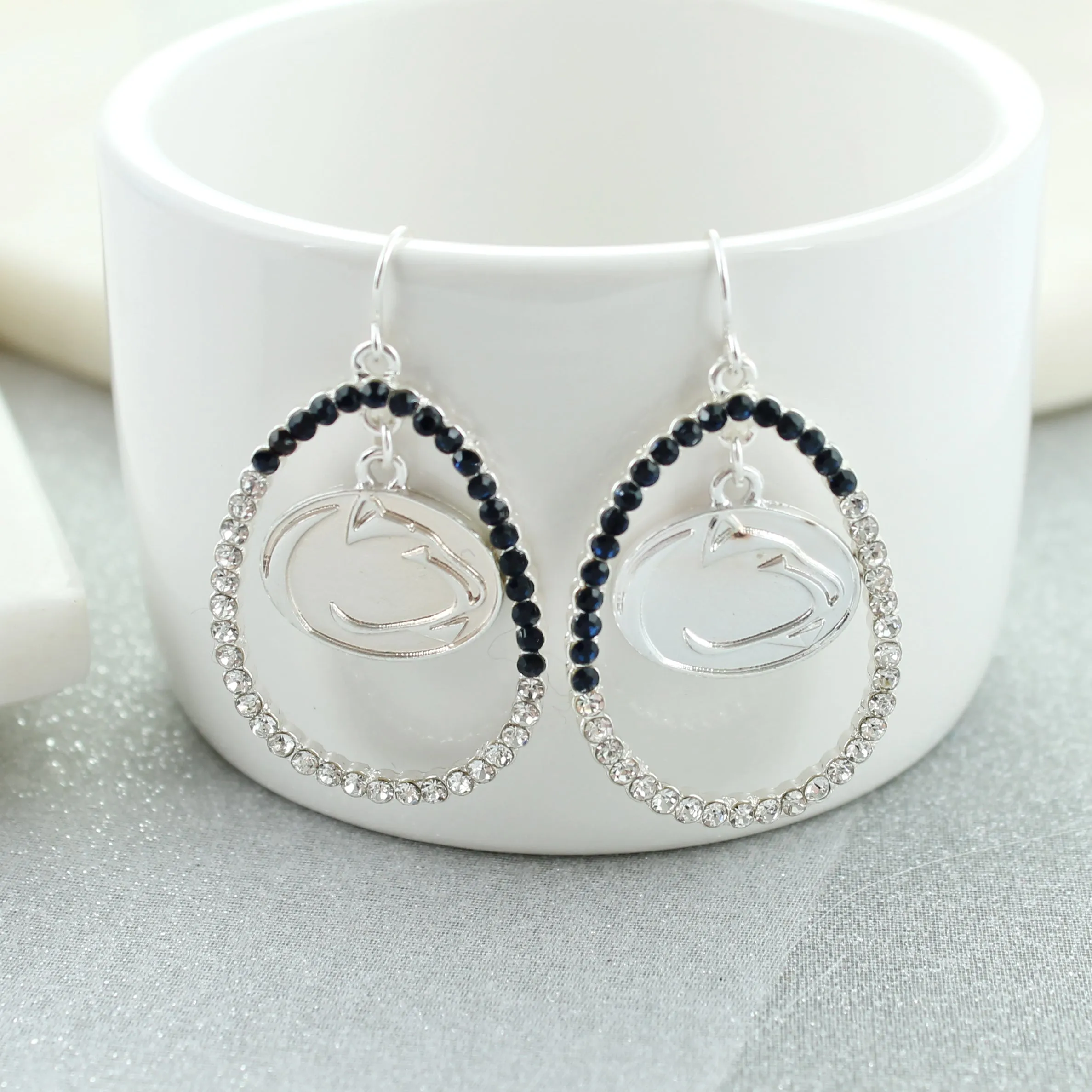 Penn State Crystal Loop Earrings