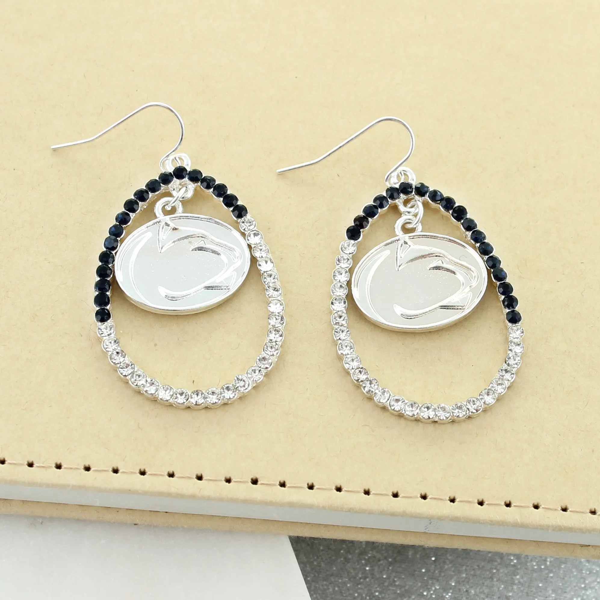 Penn State Crystal Loop Earrings