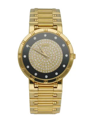 Piaget Dancer 84023 K81 Onyx Diamond Dial 18K Yellow Gold Watch