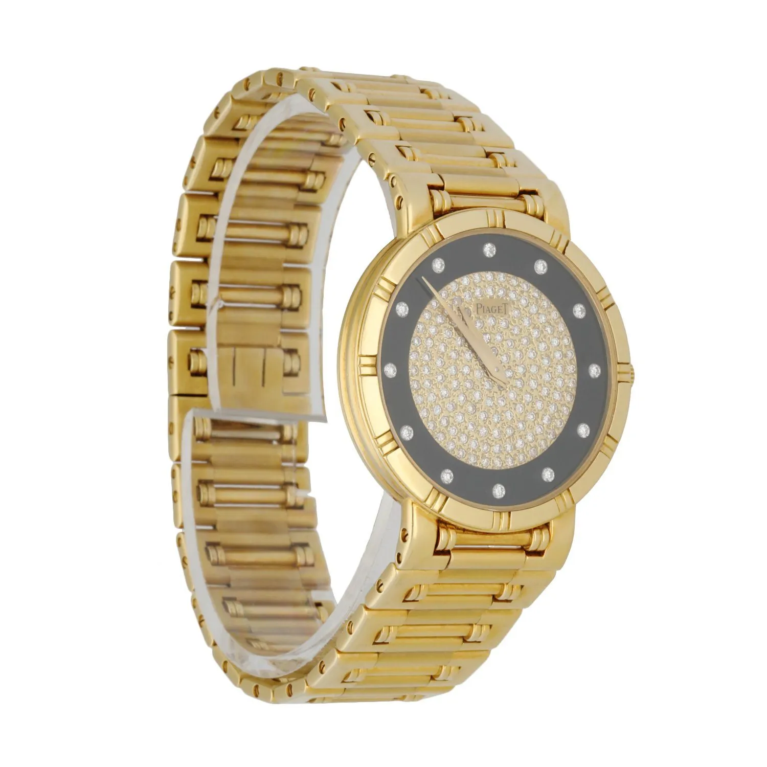 Piaget Dancer 84023 K81 Onyx Diamond Dial 18K Yellow Gold Watch