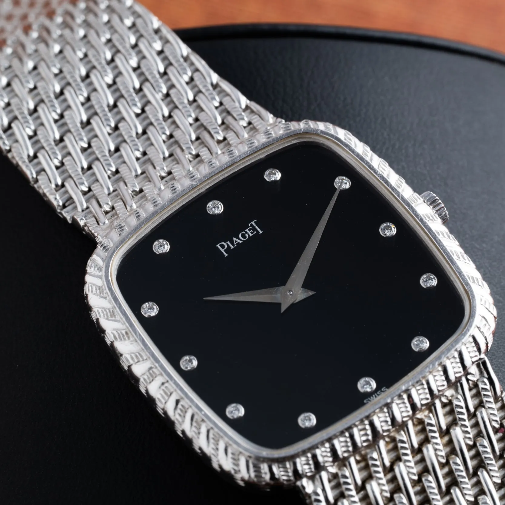 Piaget Onyx Dial White Gold Dress Watch