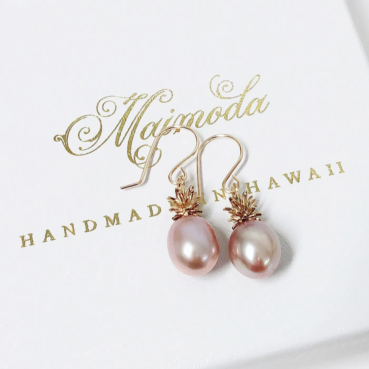 Pineapple pearl earrings - pink Edison pearls (E562)