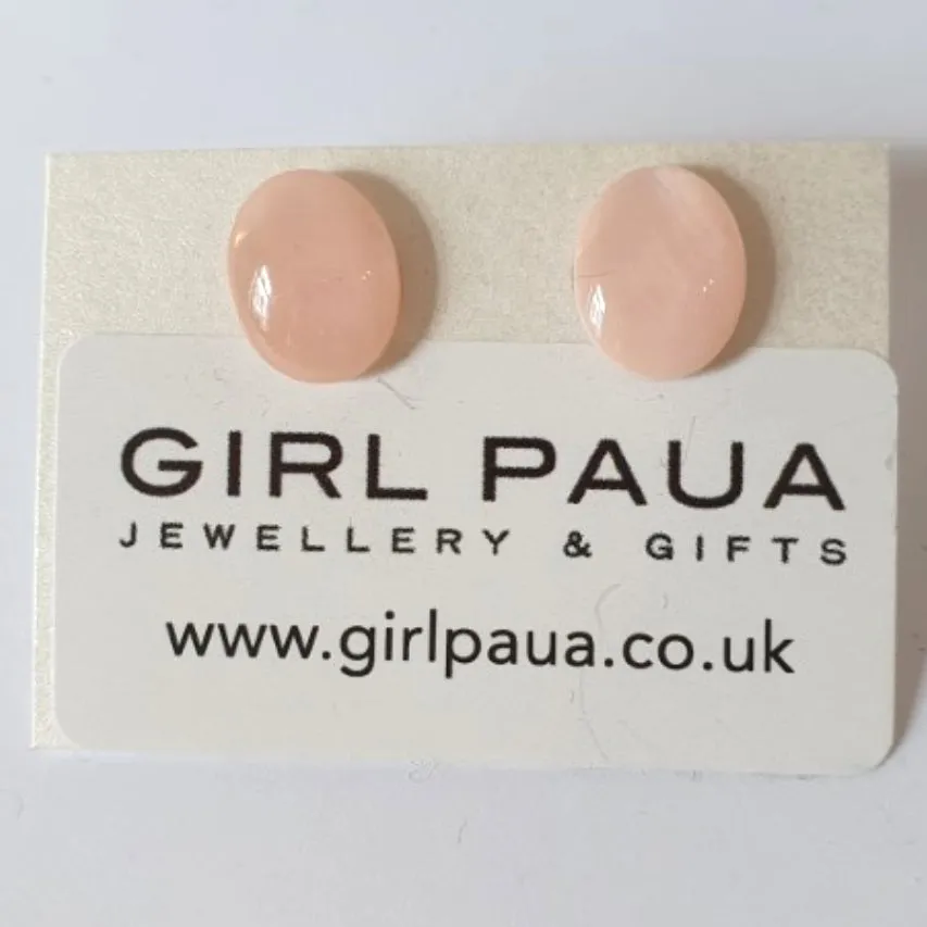 Pink Mother of Pearl Stud Earrings - by Mhairi Sim - Girl Paua