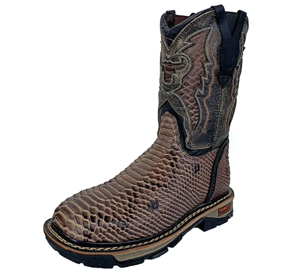 PIT-STL - Toro Bravo Men's Steel Toe Work Boot - Imitation Python