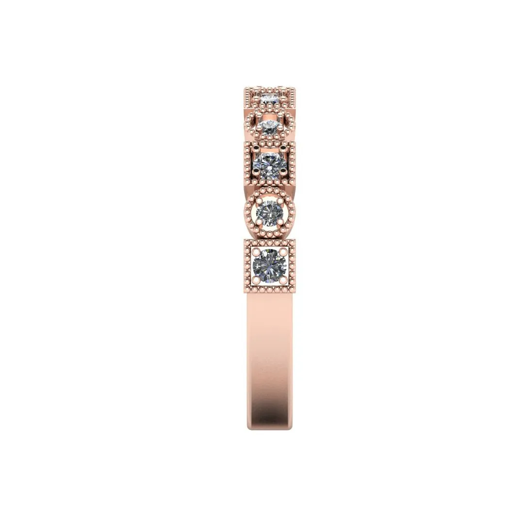 "Josie" Round Circle and Square Pattern 0.26ct Diamond Half Eternity Ring ET75