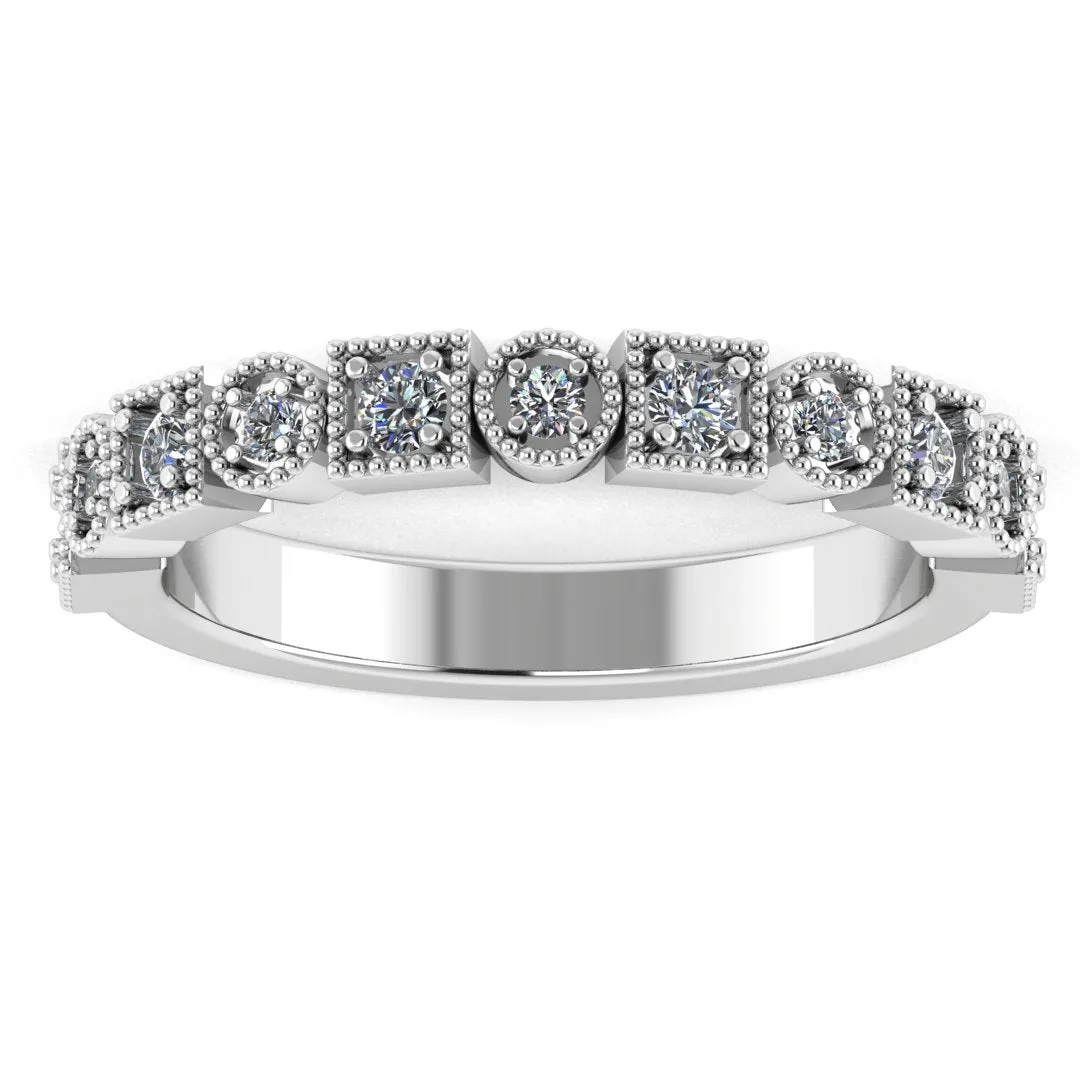 "Josie" Round Circle and Square Pattern 0.26ct Diamond Half Eternity Ring ET75