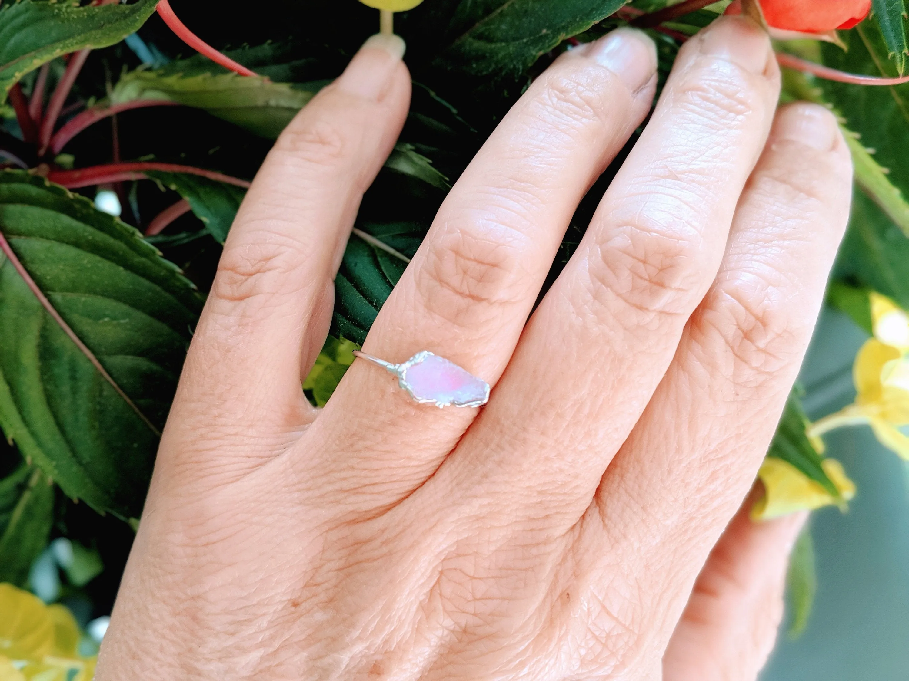 Raw pink Morganite ring