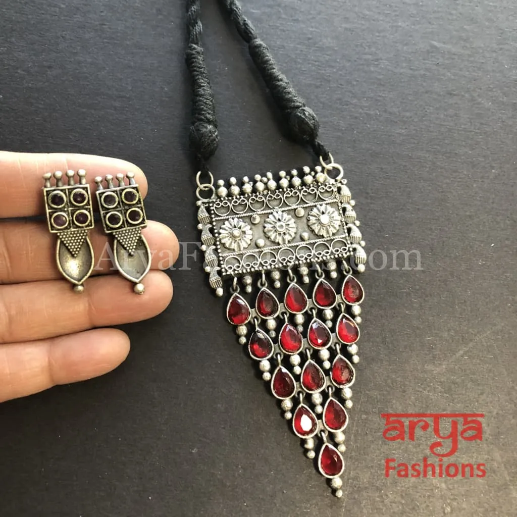 Rizvi Amrapali Silver Pendant Statement Necklace