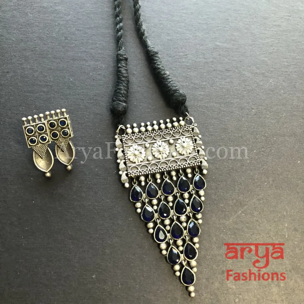 Rizvi Amrapali Silver Pendant Statement Necklace