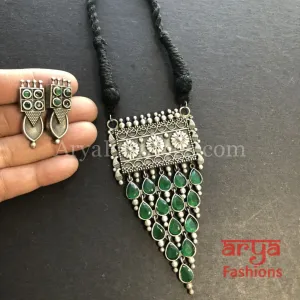 Rizvi Amrapali Silver Pendant Statement Necklace