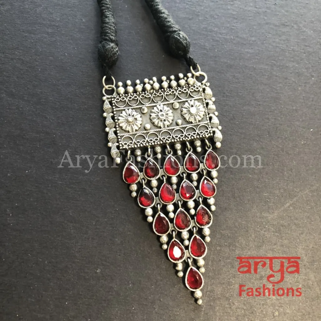 Rizvi Amrapali Silver Pendant Statement Necklace