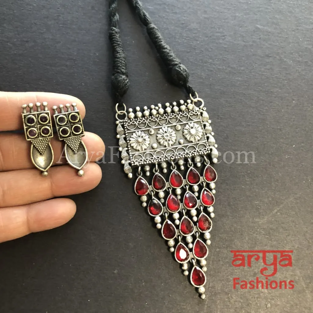 Rizvi Amrapali Silver Pendant Statement Necklace