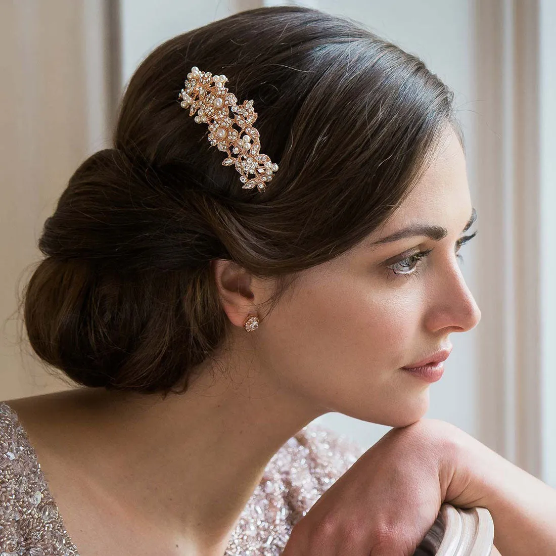 Rose Gold Blooms Hair Comb