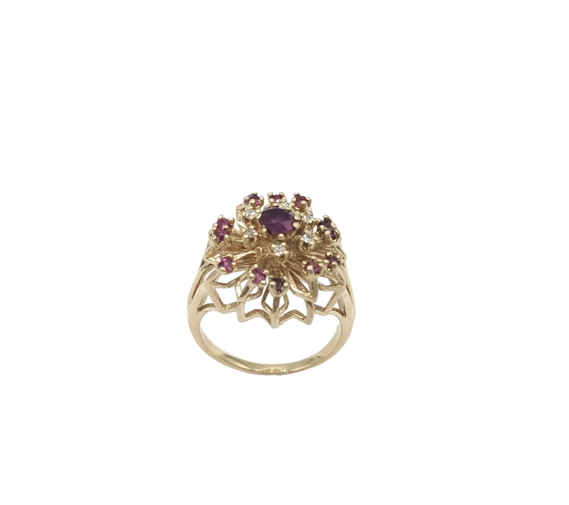 Ruby and Diamond chip Floral Fireworks Ring