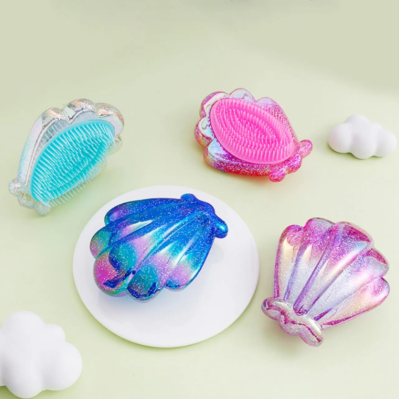 Shiny Shell Hair Brush-Mermaid Shell