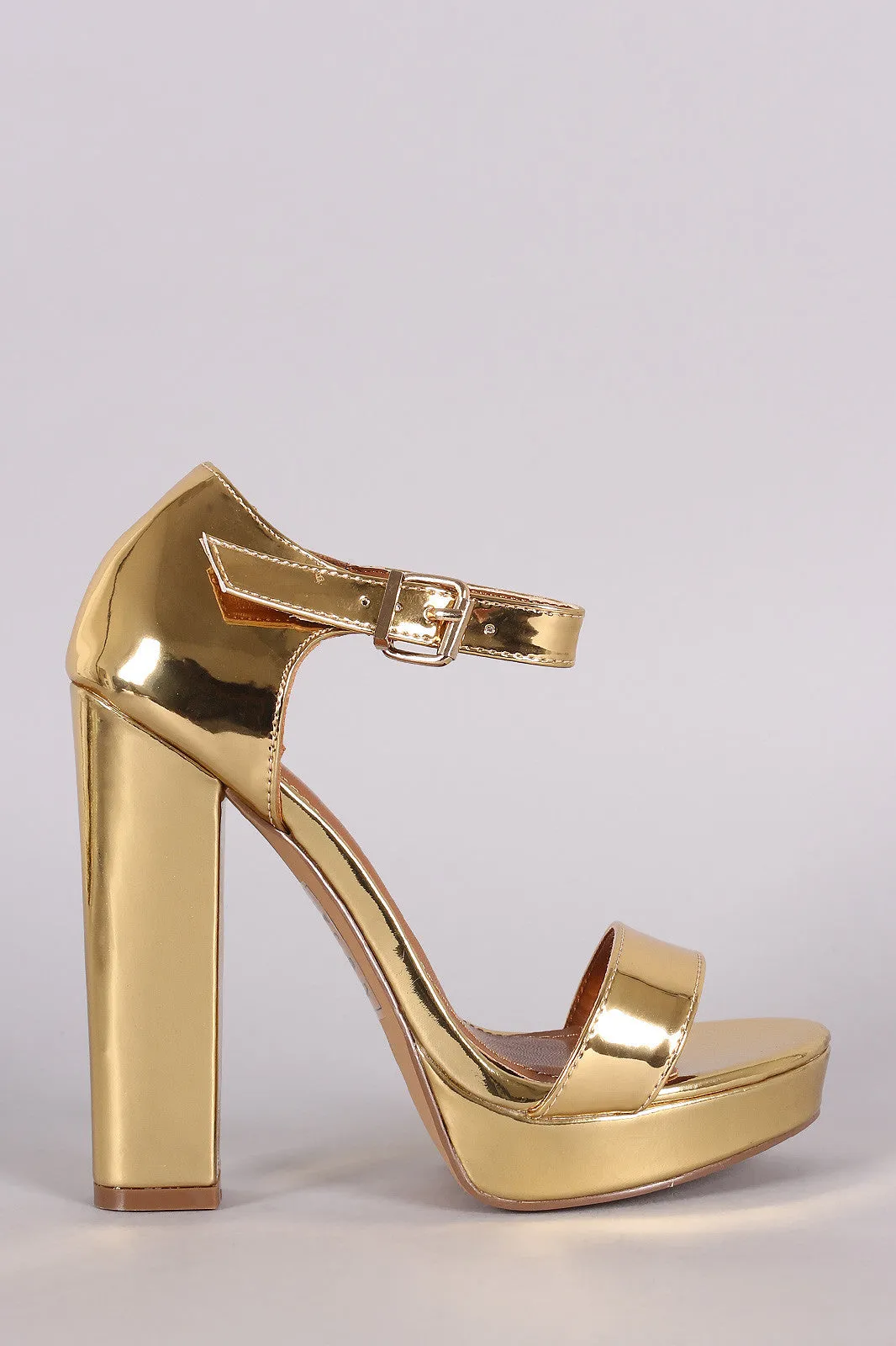 Shoe Republic LA Mirror Metallic Platform Chunky Heel