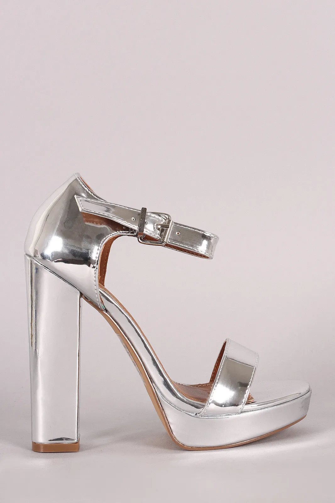 Shoe Republic LA Mirror Metallic Platform Chunky Heel