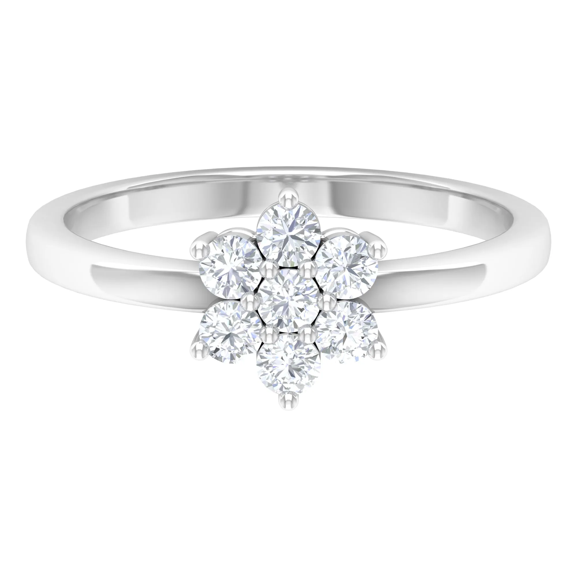 Simple Round Moissanite Flower Cluster Ring