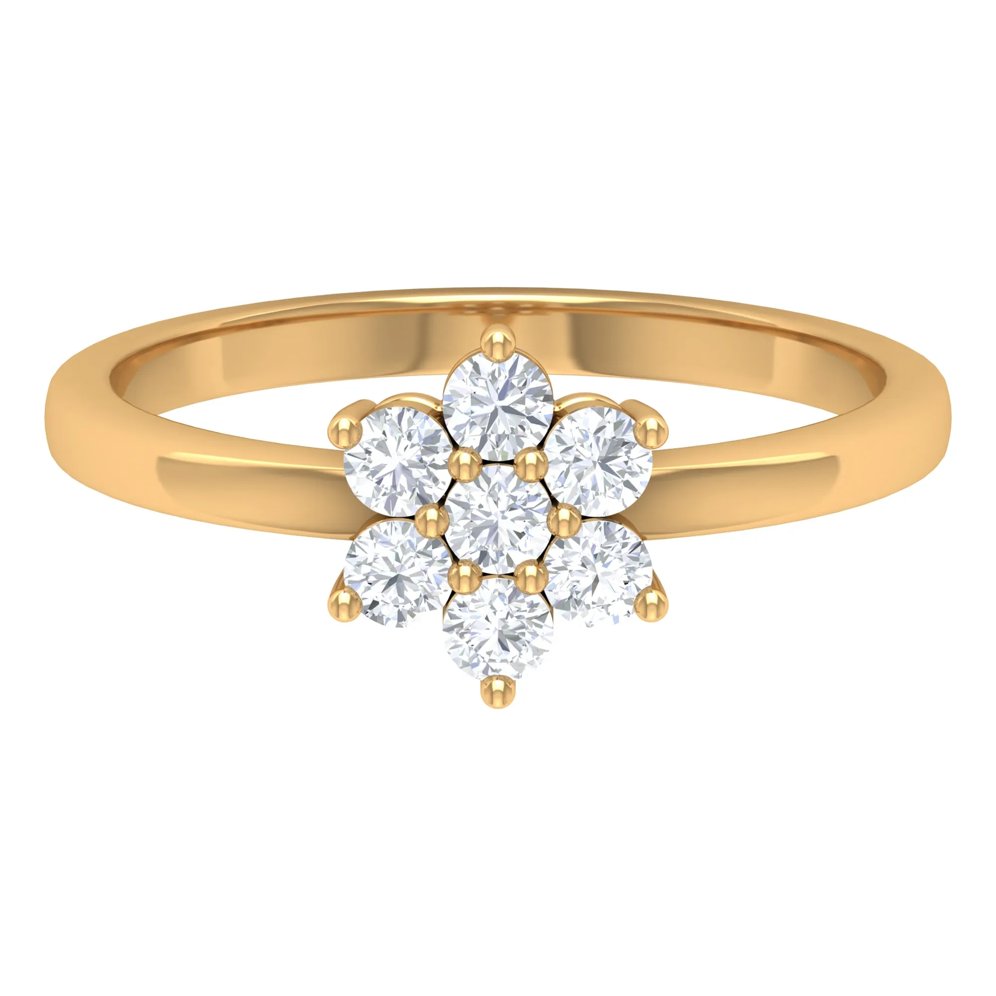 Simple Round Moissanite Flower Cluster Ring