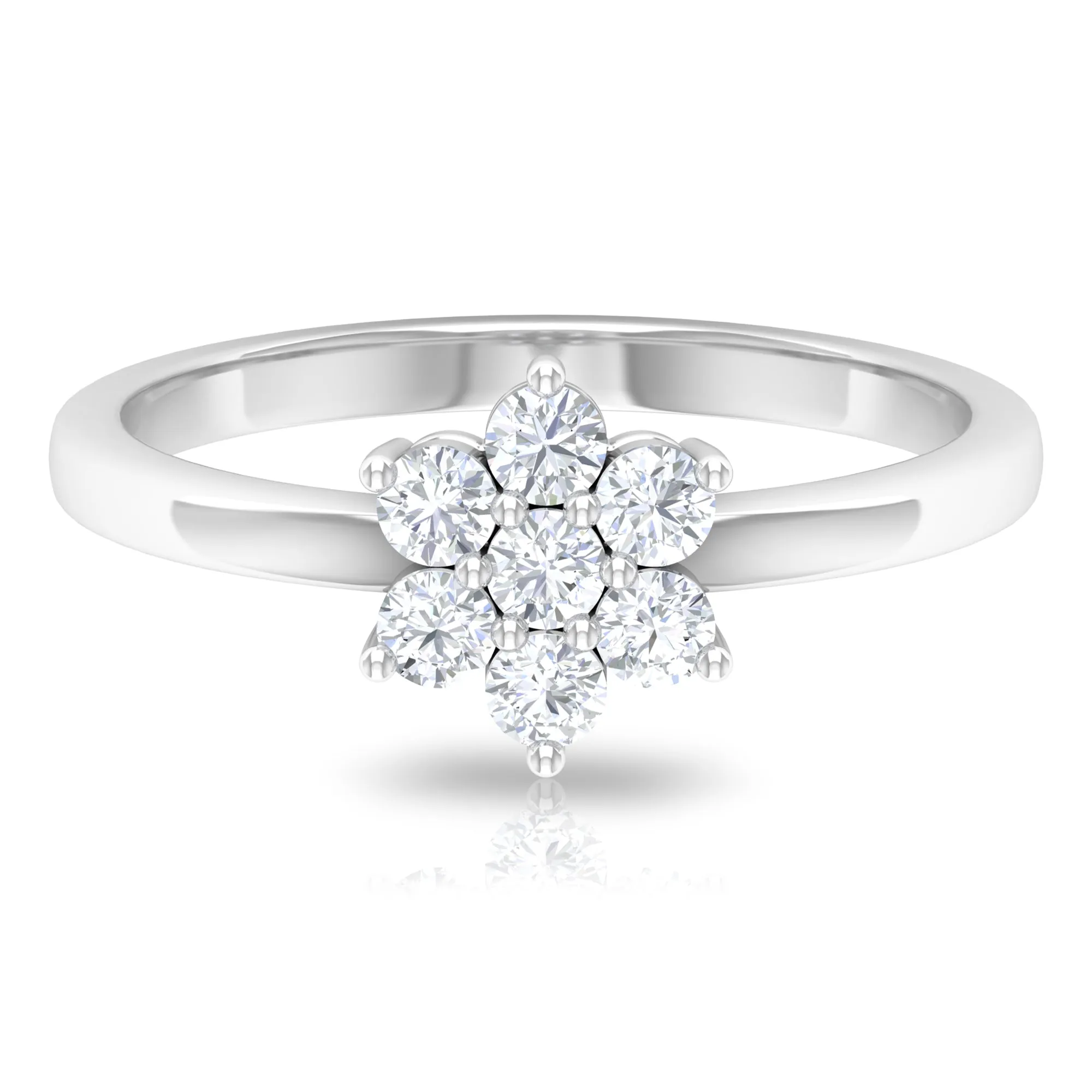 Simple Round Moissanite Flower Cluster Ring