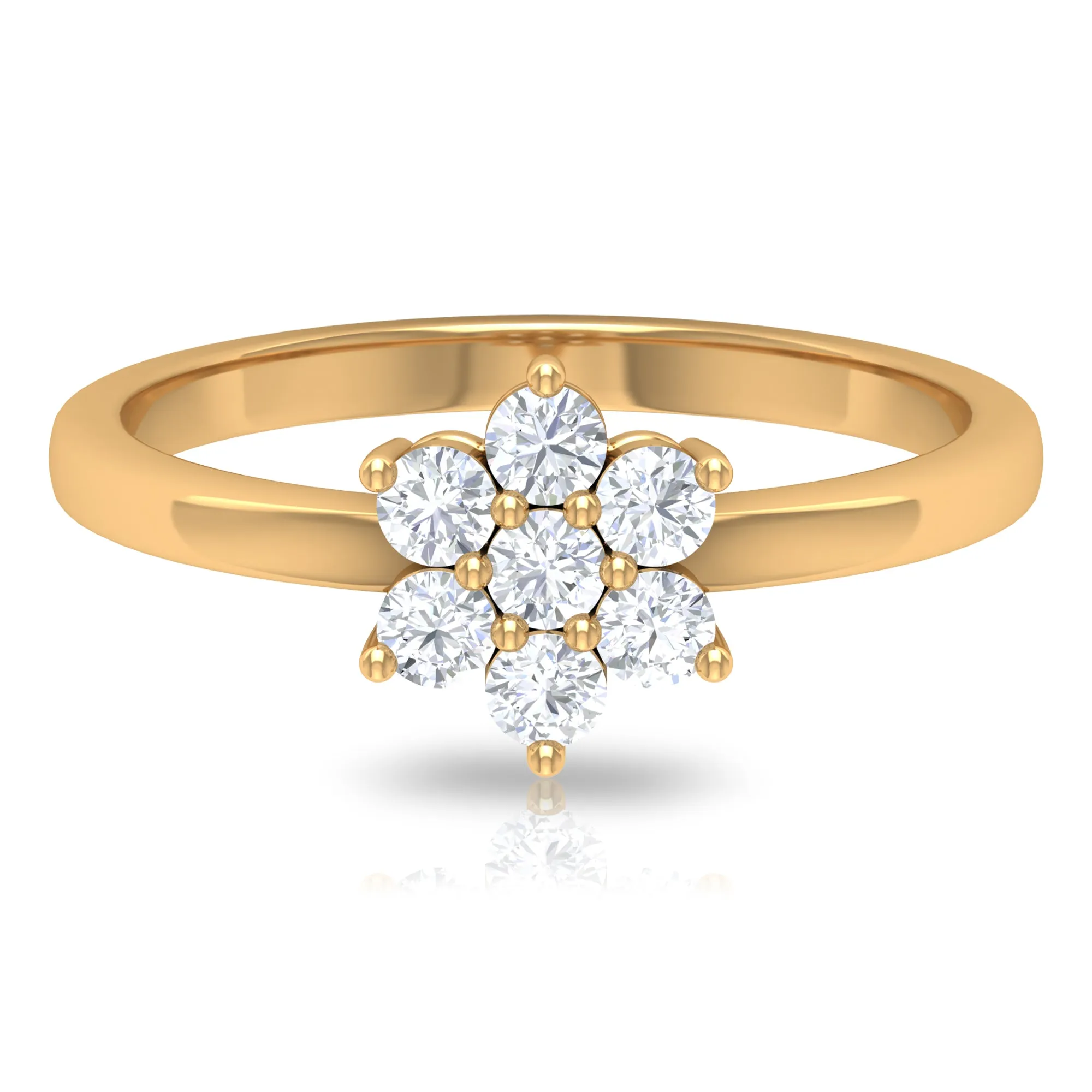 Simple Round Moissanite Flower Cluster Ring