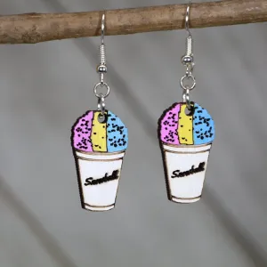 SnowBall or Snowcone Wooden Dangle Earrings by Cate's Concepts, LLC