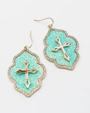 Sparkling Cross Earrings