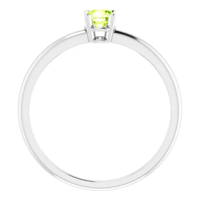 Sterling Silver 4 mm Natural Peridot Ring