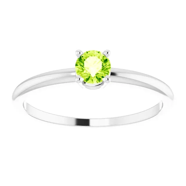 Sterling Silver 4 mm Natural Peridot Ring