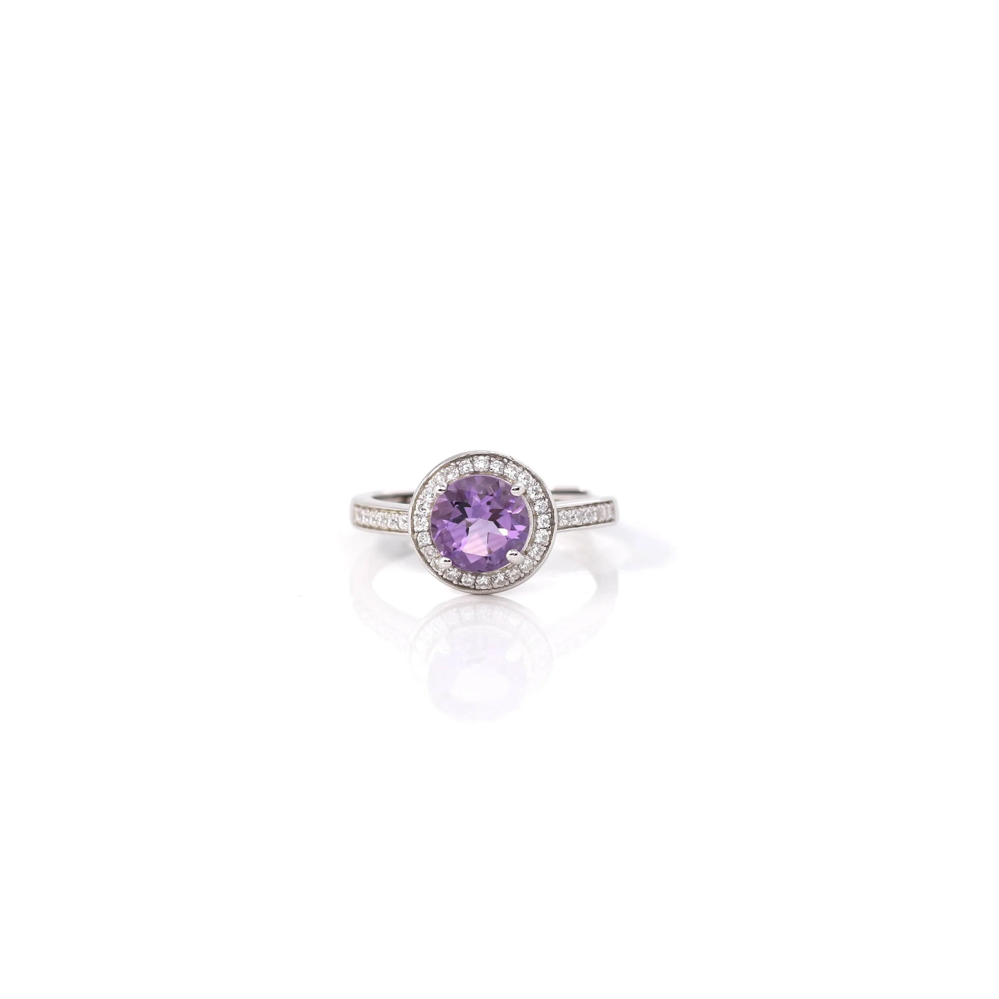 Sterling Silver Round Amethyst and Citrine Ring