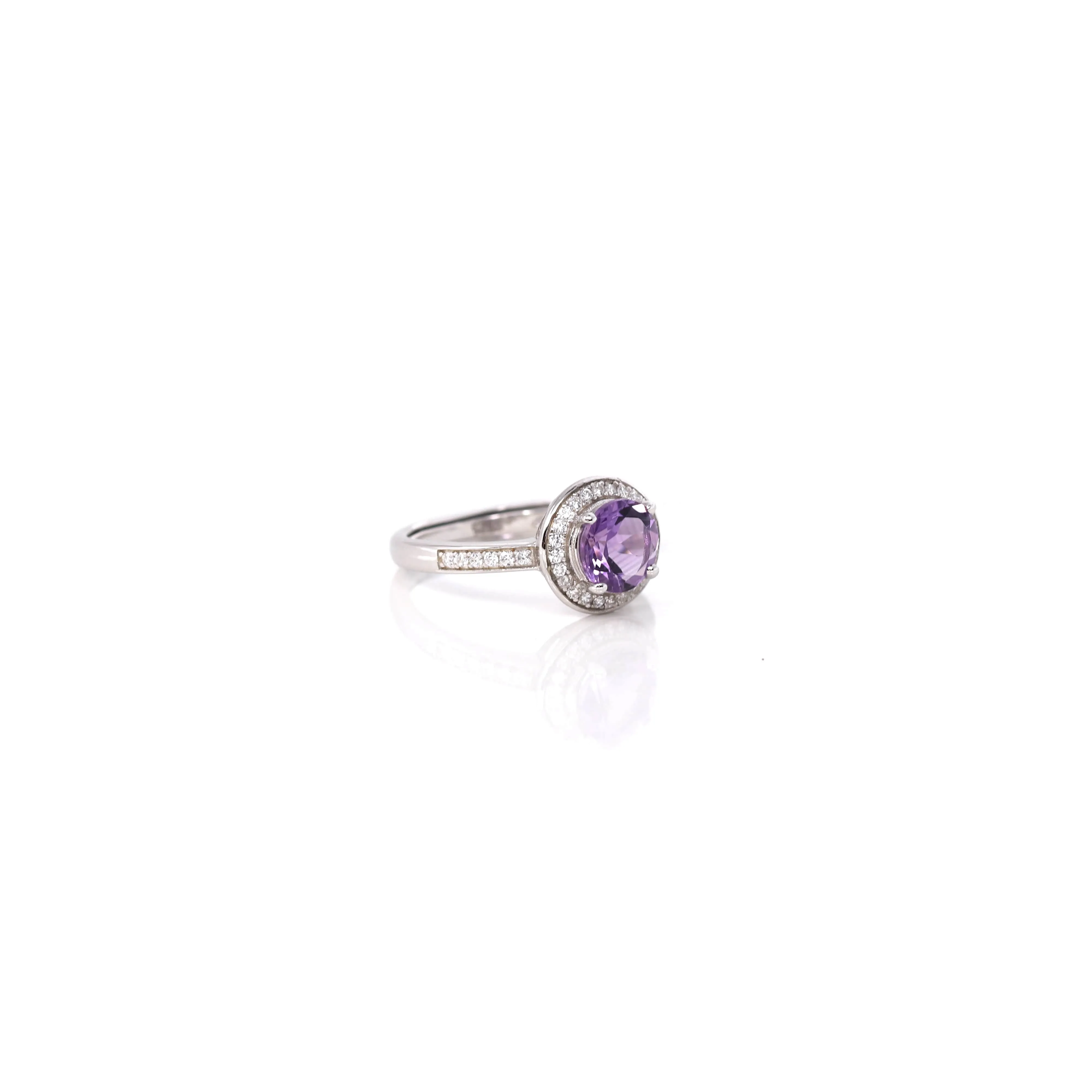 Sterling Silver Round Amethyst and Citrine Ring