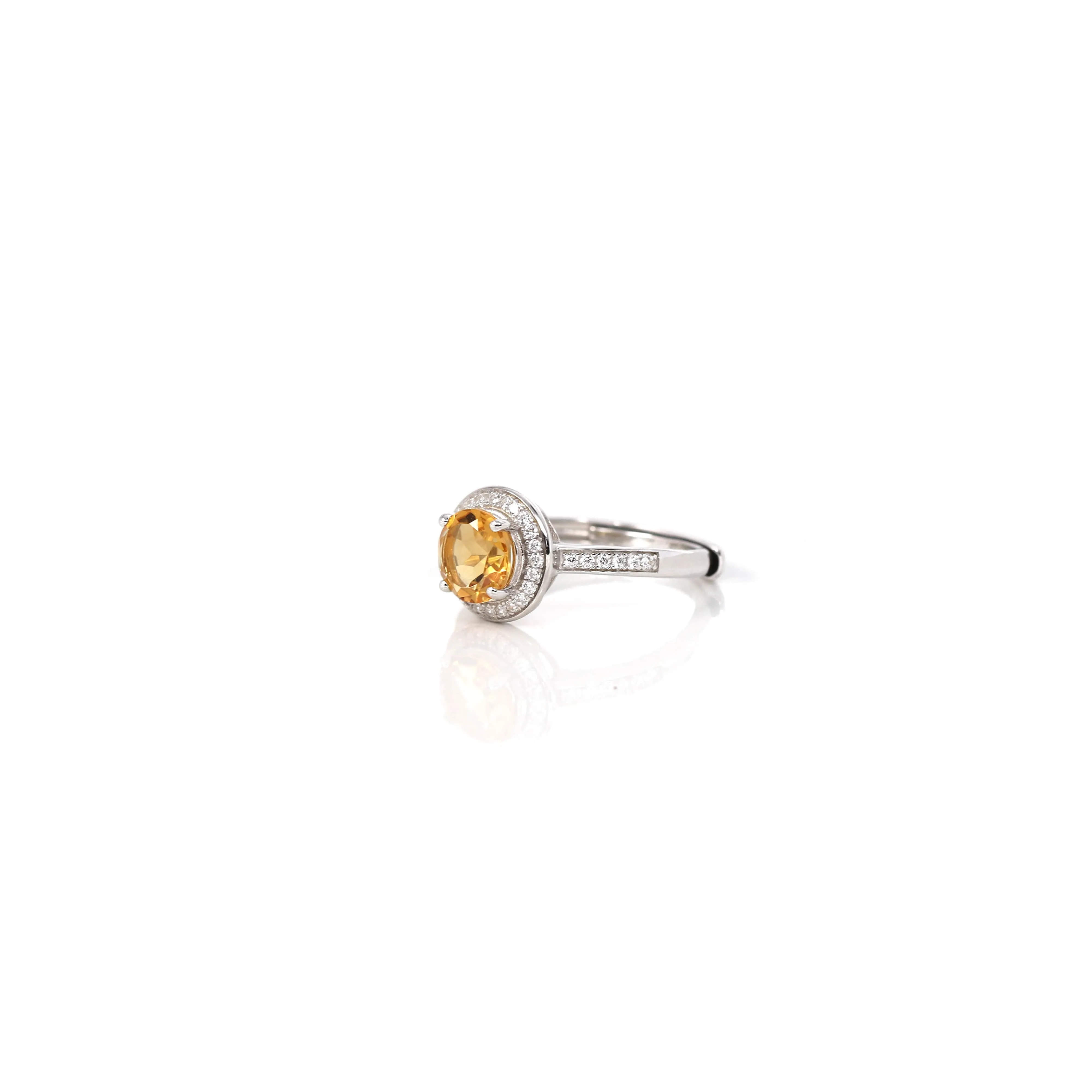 Sterling Silver Round Amethyst and Citrine Ring