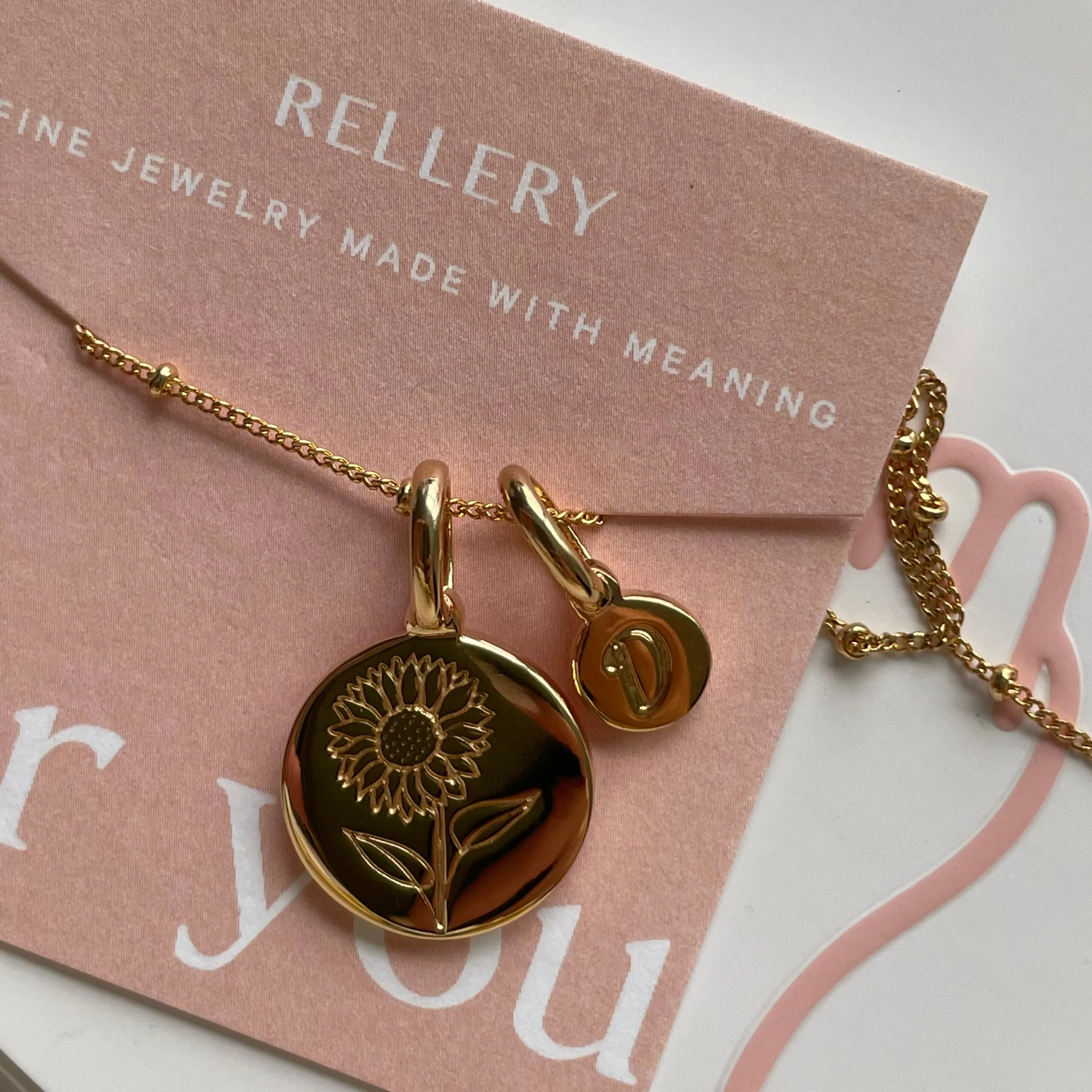 Sunflower Necklace With Custom Initial