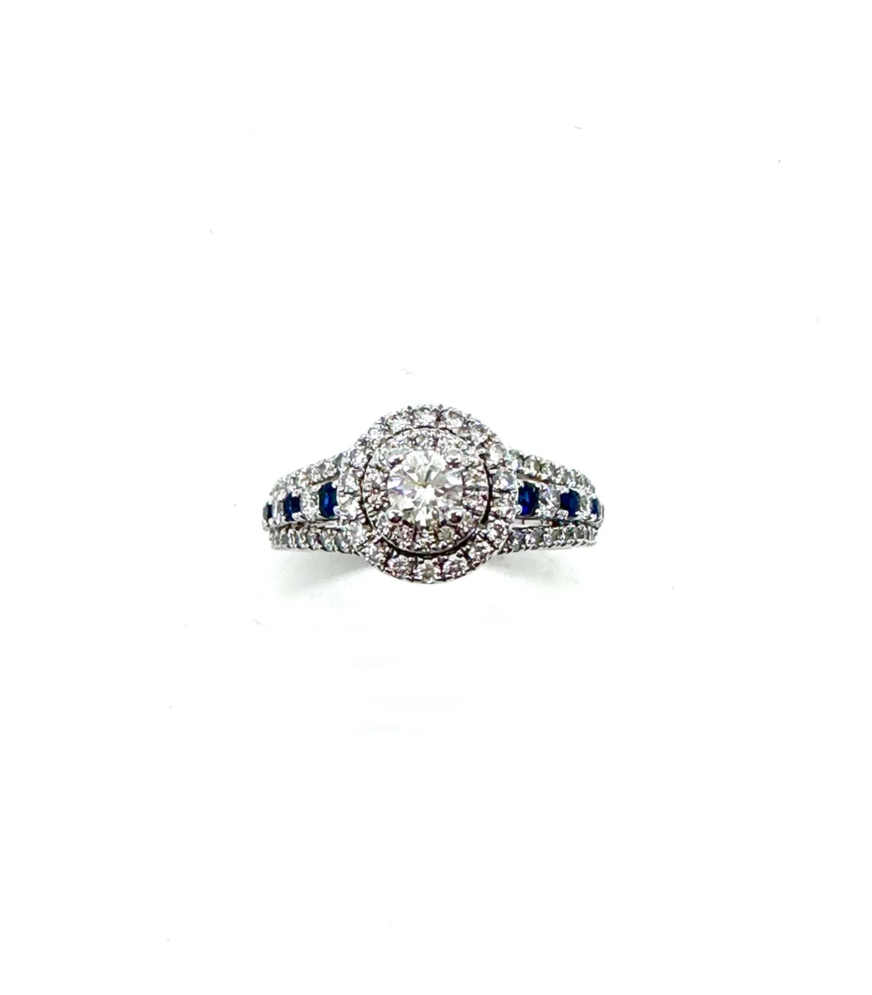 Vera Wang diamond halo and sapphire ring