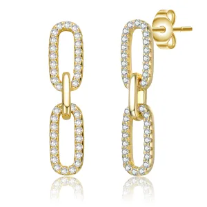 Vilette Triple Link CZ Golden Earrings