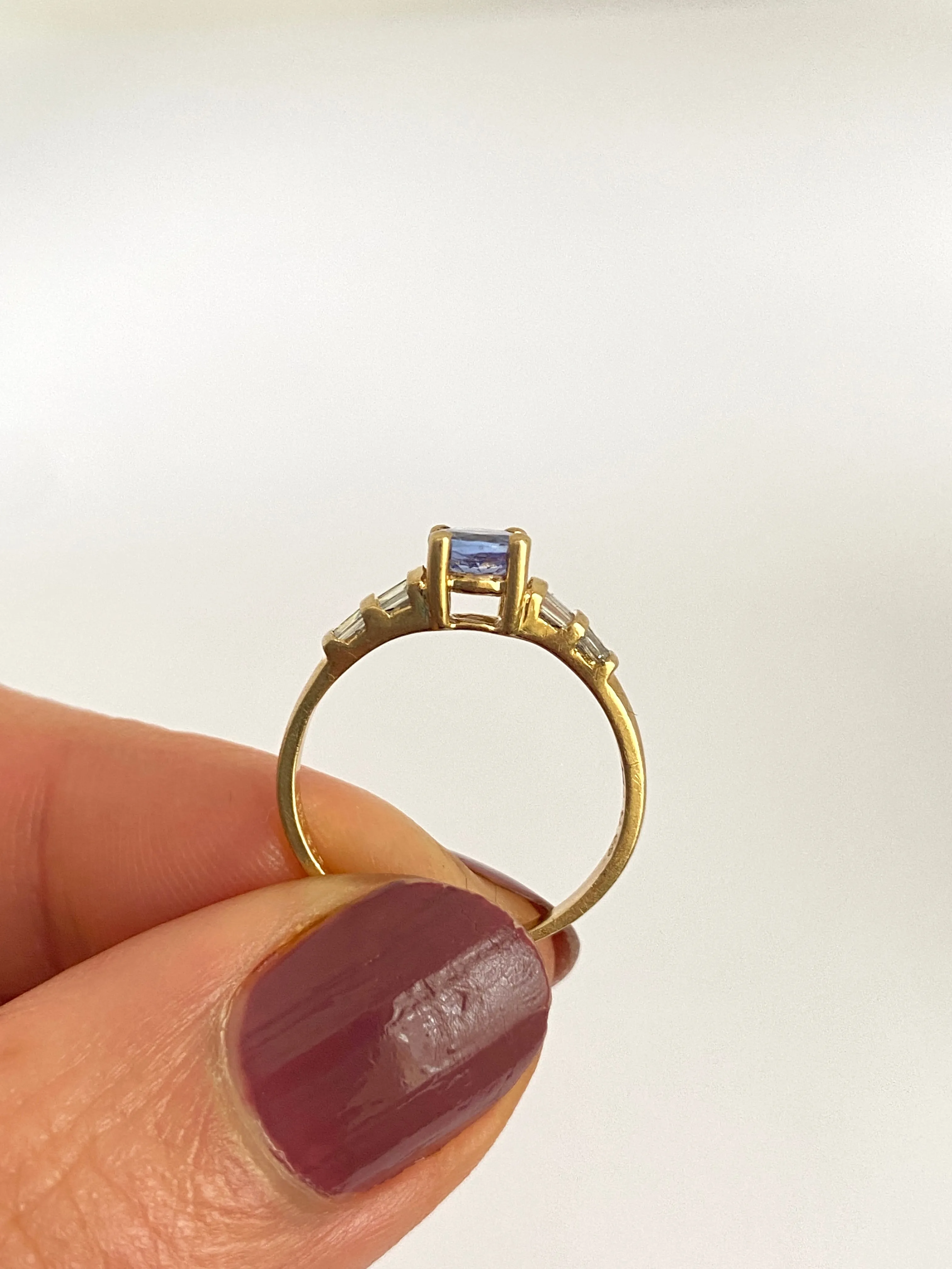 Vintage 14ct Gold Tanzanite & Baguette Cut Diamond Ring