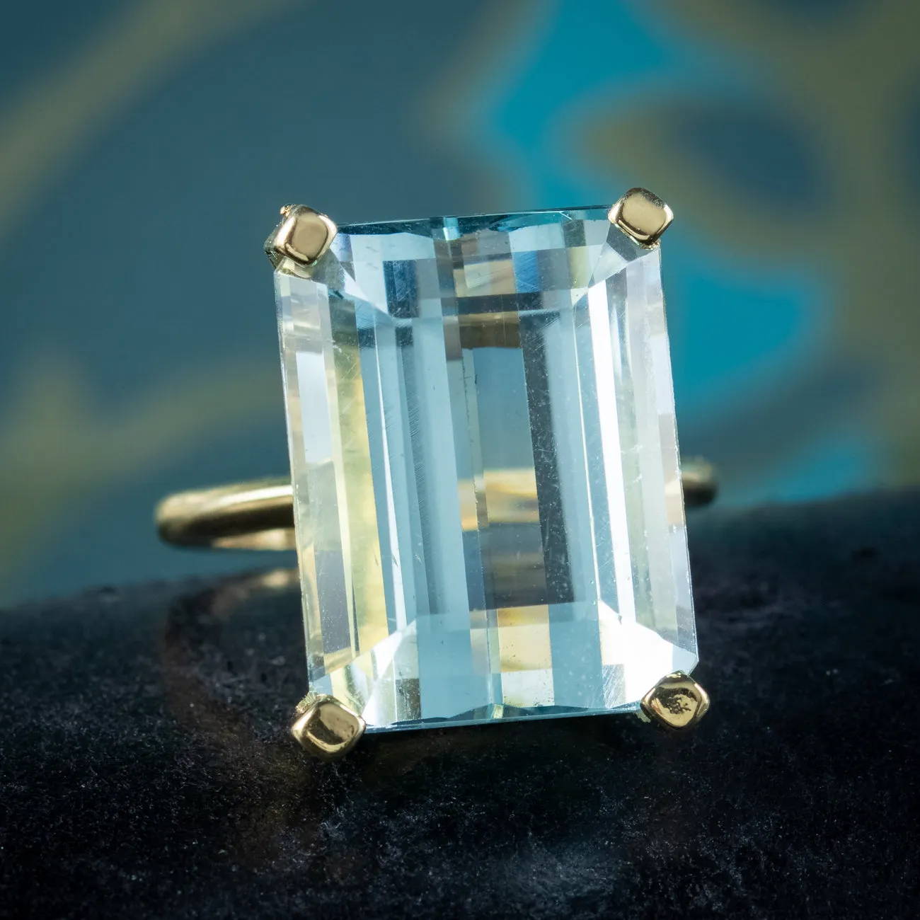 Vintage Aquamarine Cocktail Ring 22ct Aqua