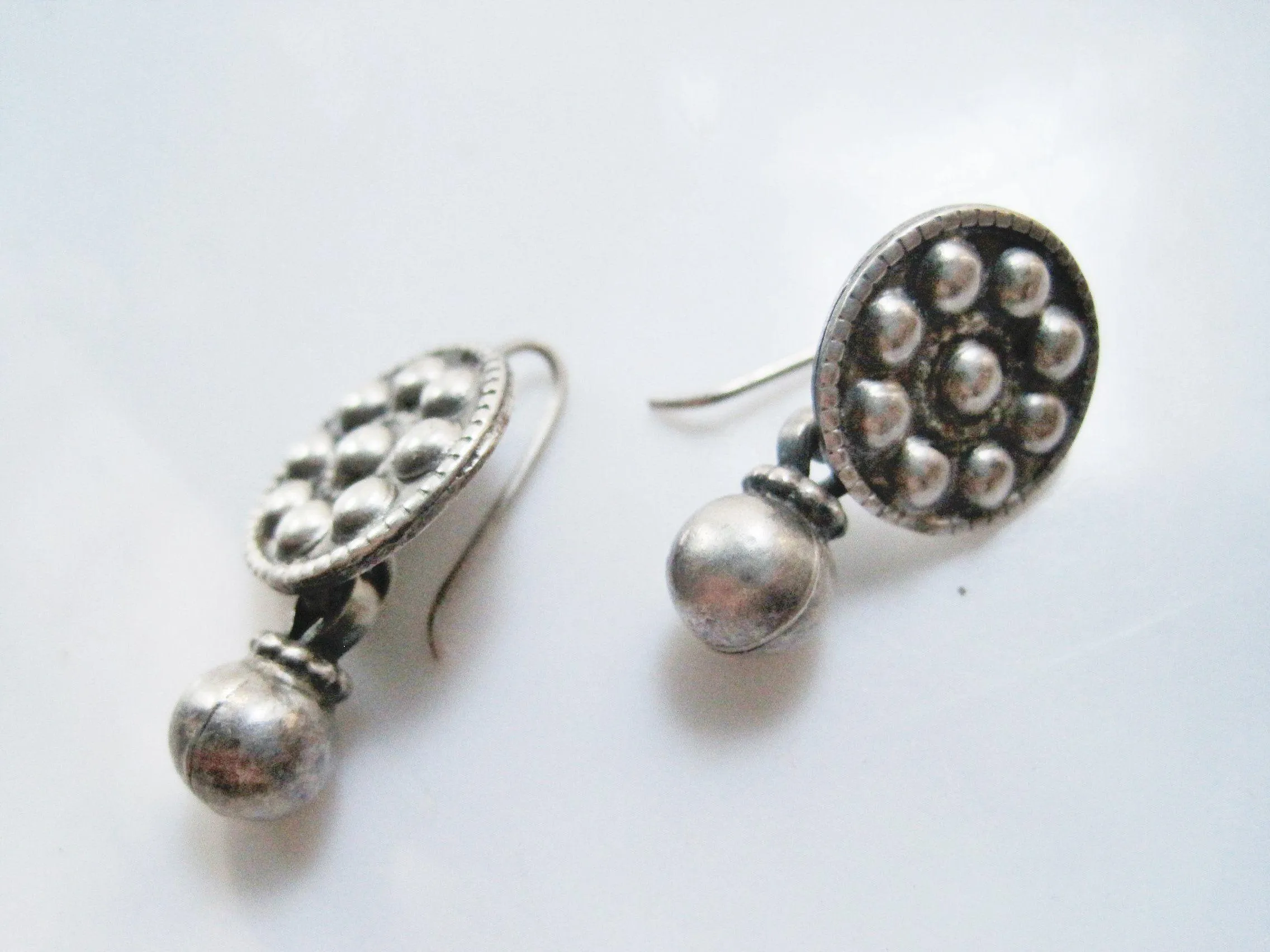 Vintage Small Indian Silver Earrings from Rajasthan