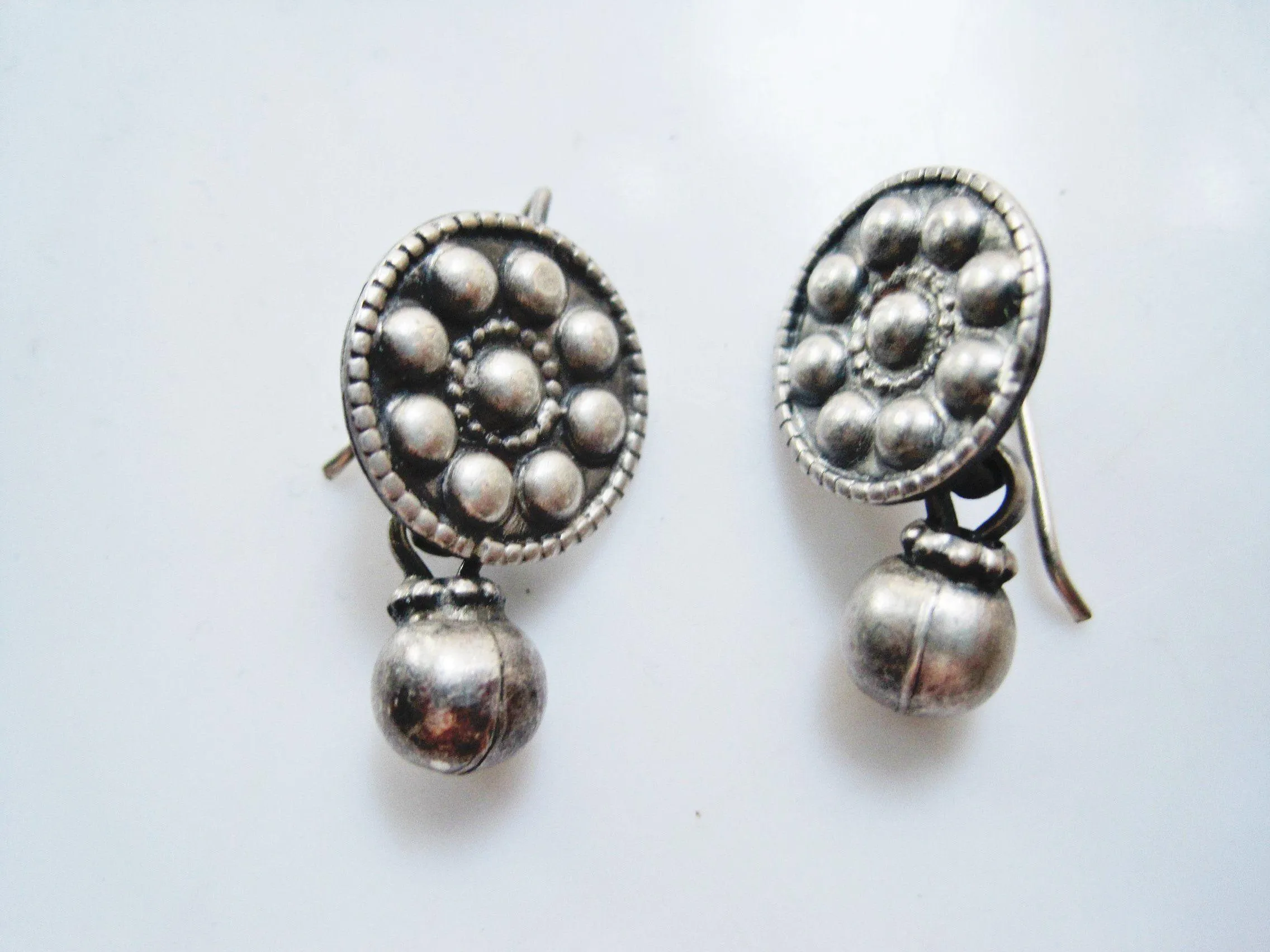 Vintage Small Indian Silver Earrings from Rajasthan