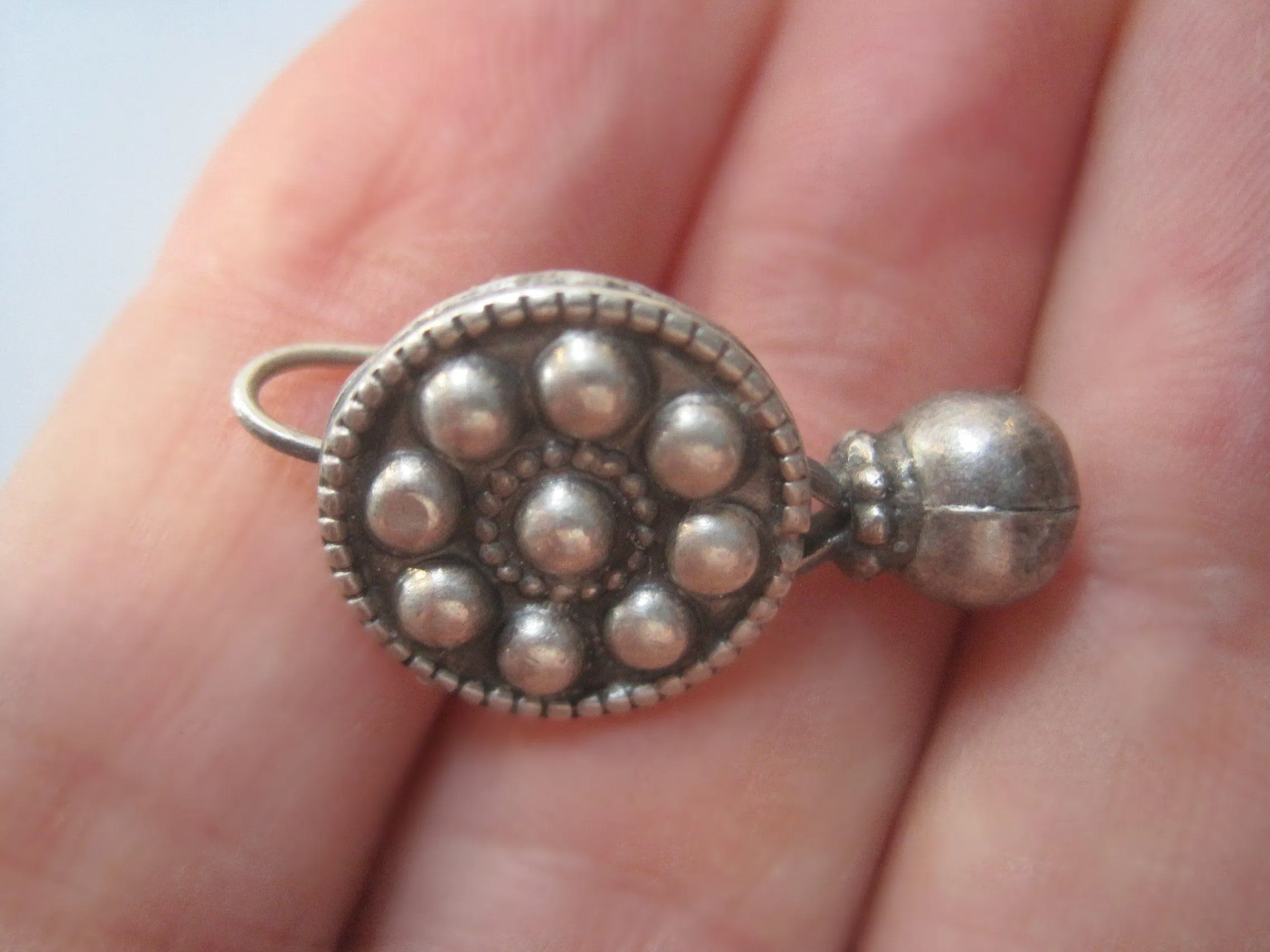 Vintage Small Indian Silver Earrings from Rajasthan