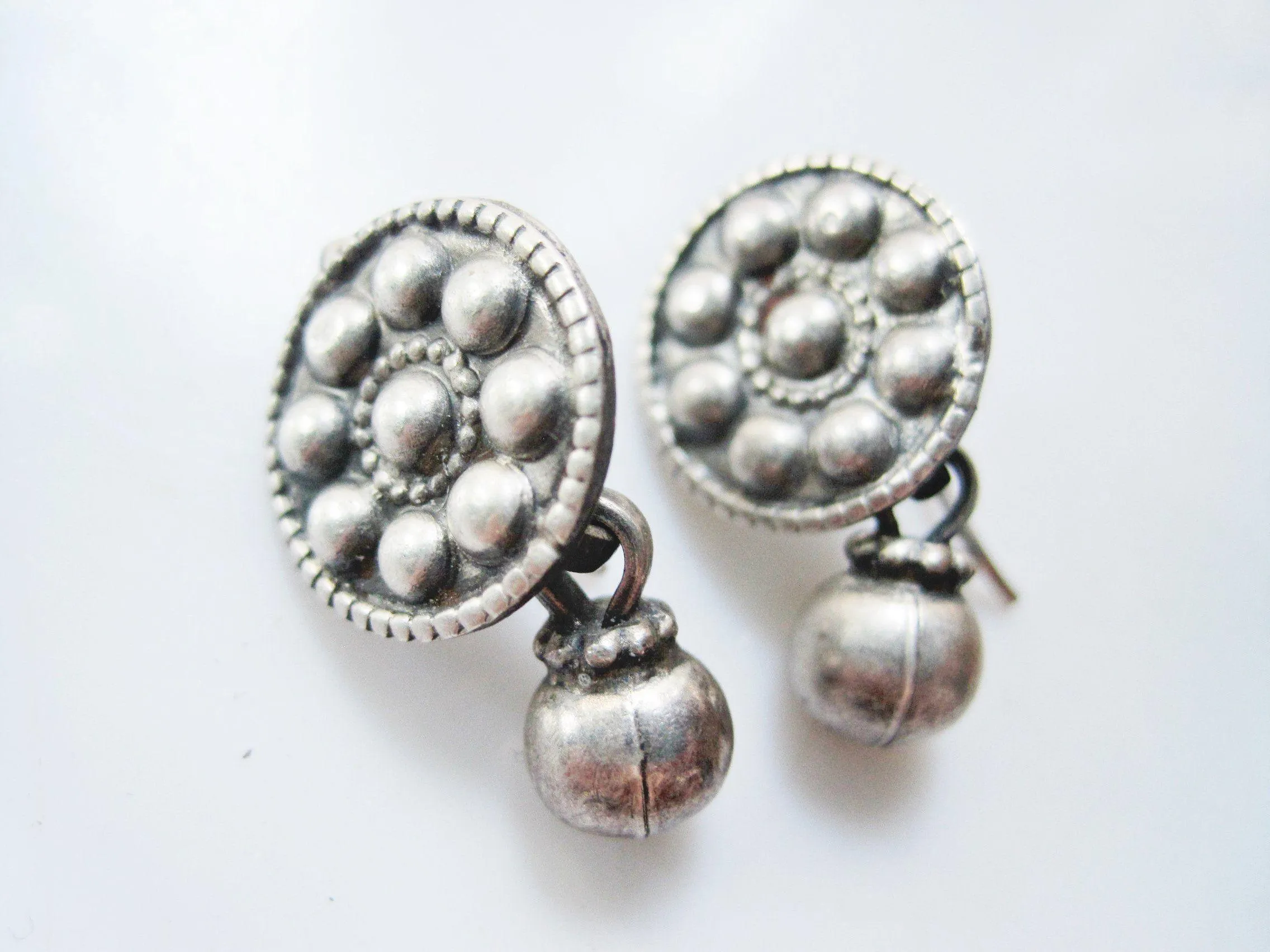 Vintage Small Indian Silver Earrings from Rajasthan