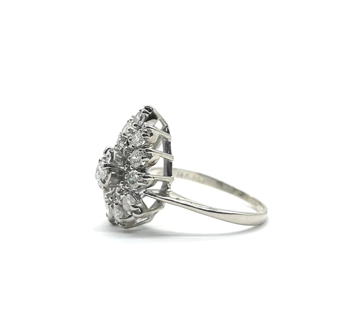 White Gold Diamond Pear Shaped Cluster Ring