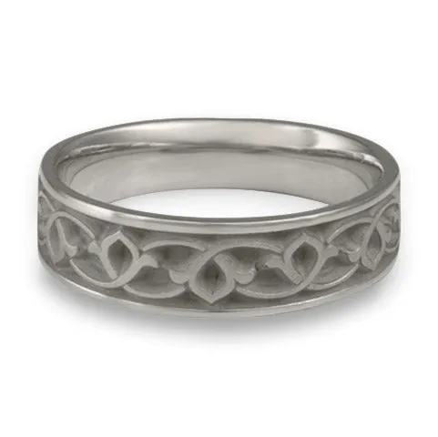 Wide Water Lilies Wedding Ring in Palladium