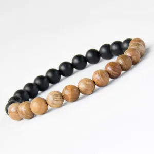 Wood & Onyx Bracelet