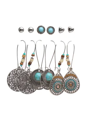 Yellow Chimes Earrings Set for Women Combo of 6 Pairs Oxidised Earrings Multicolor Ethnic Stud and Drop Earrings for Women and Girls.