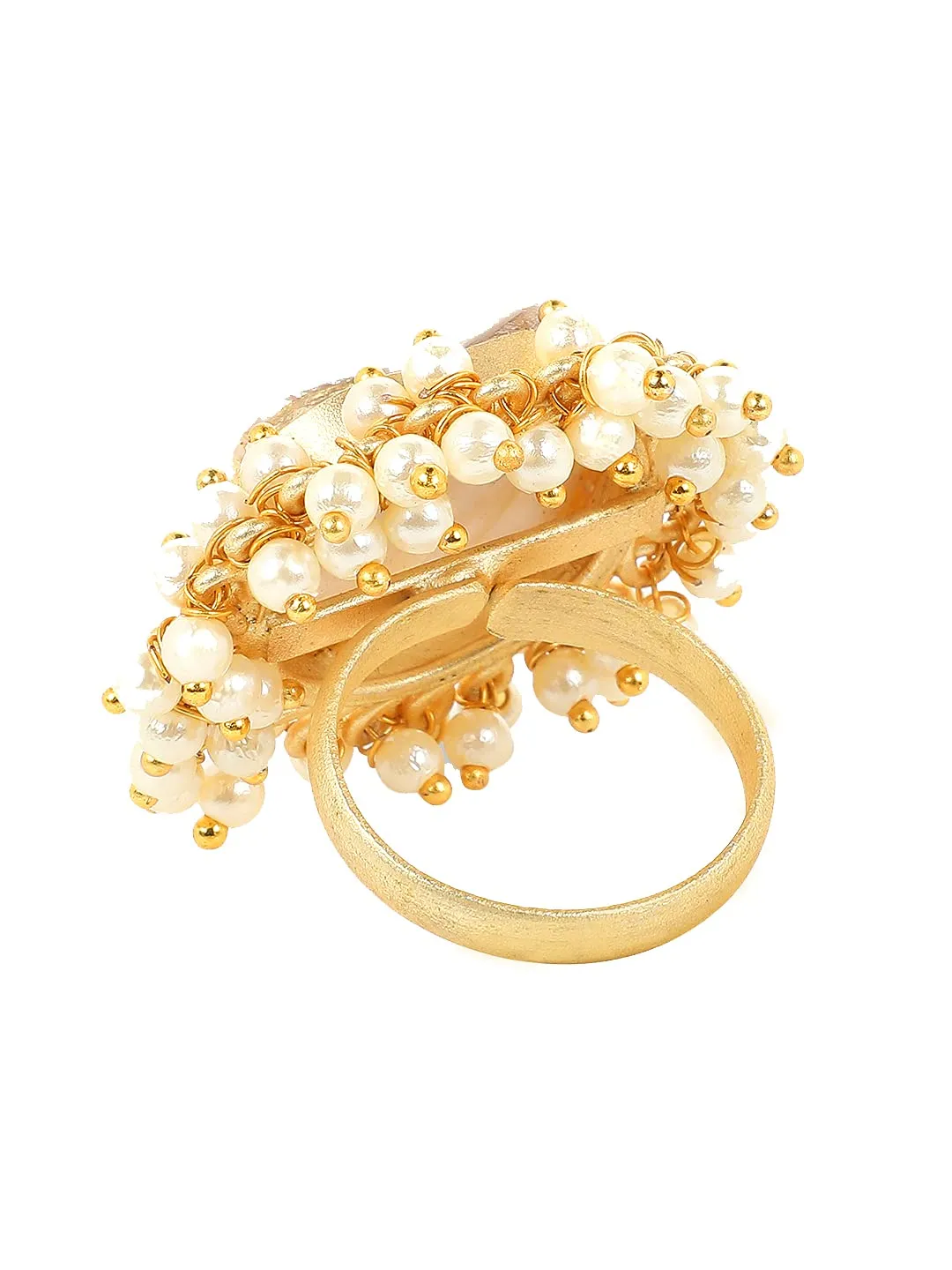 Yellow Chimes Rings for Women Traditional Stone Ring Classic Gold Plated Mothi Cocktail Rings for Women and Girls.